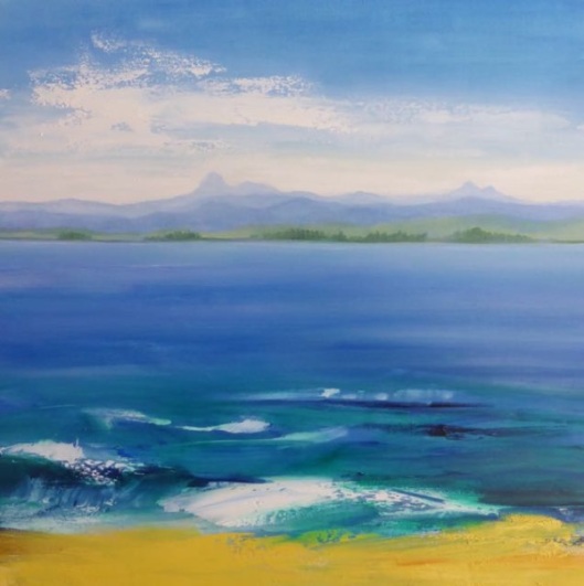 Joy Moore, View from Olivera beach. Olio su tela, coll. privata